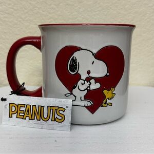 NWT- Peanuts Snoopy and Woodstock Red & White Ceramic Mug 21 oz